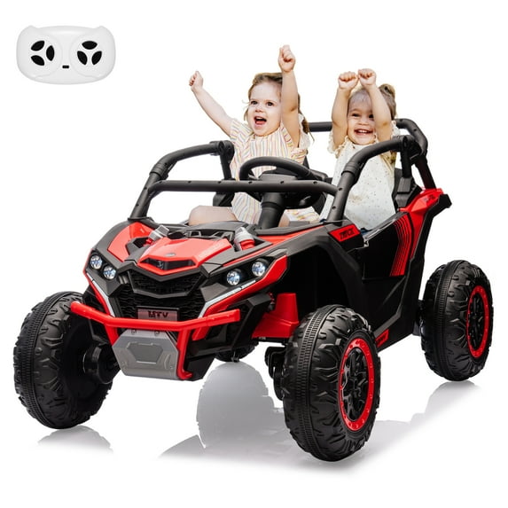 CazToi 24V 7 AH 4WD Battery Powered 2 Seater Ride On Car Off-Road Electric UTV with Remote for Kids