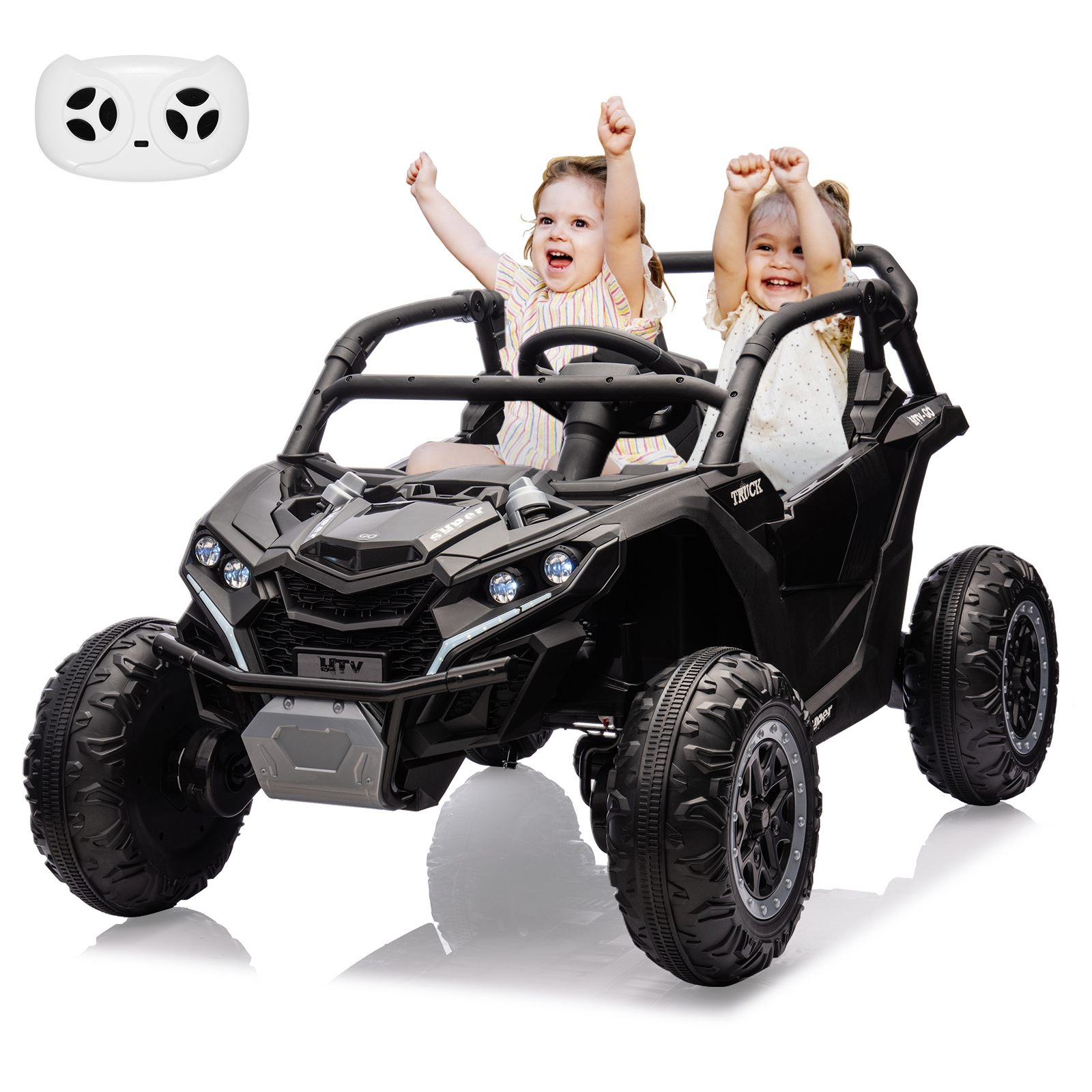 CazToi 24V 7 AH 4WD Battery Powered 2 Seater Ride On Car Off-Road Electric UTV with Remote for Kids
