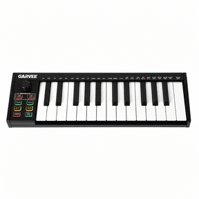 CazToi 25 Key USB MIDI Keyboard Controller with 8 Knobs 8 Drum Pads OLED Display DAW Integration