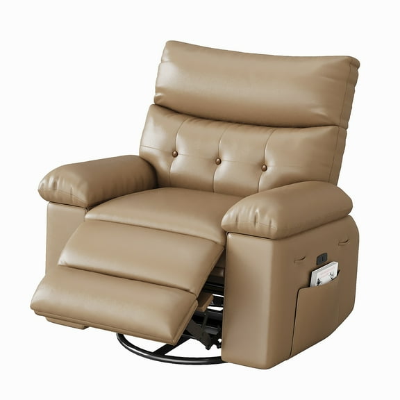 CazToi 270° Swivel Recliner Chair PU Leather Electric Reclining Sofa with Massage for Adults