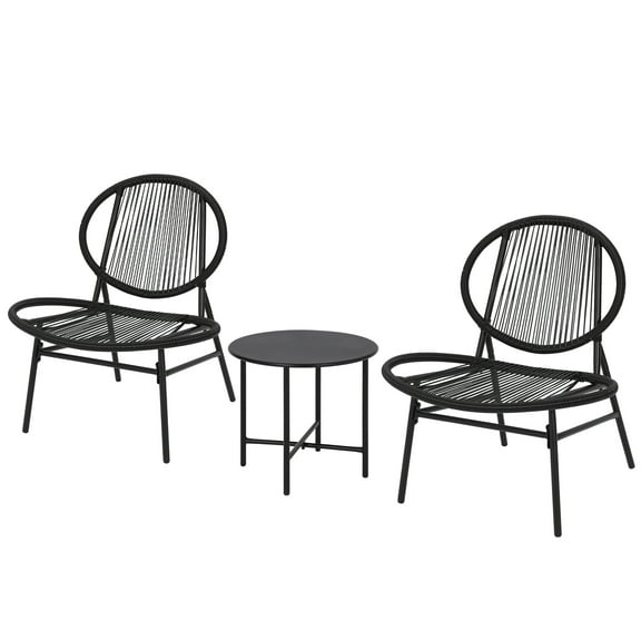 CazToi 3-Piece Acapulco Patio Set with Tempered Glass Table, Steel Frame & Weather-Resistant PE Rope