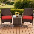 thumbnail image 1 of CazToi 3 Piece Patio Furniture Set Outdoor Wicker Bistro Set with Glass Coffee Table and Cushions PE Rattan Chairs for Balcony Porch Yard, 1 of 9