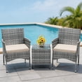 thumbnail image 1 of CazToi 3 Piece Patio Furniture Set Outdoor Wicker Bistro Set with Glass Coffee Table and Cushions PE Rattan Chairs for Balcony Porch Yard, 1 of 8