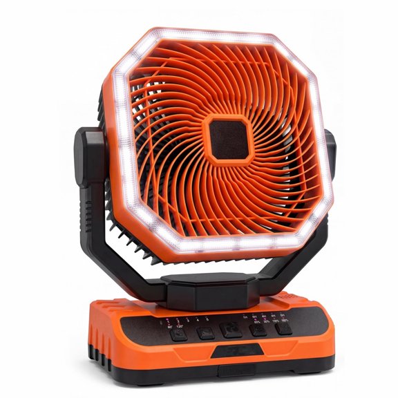 CazToi 30000mAh Camping Fan with LED Portable Rechargeable Oscillating Tent Fan with Remote Control