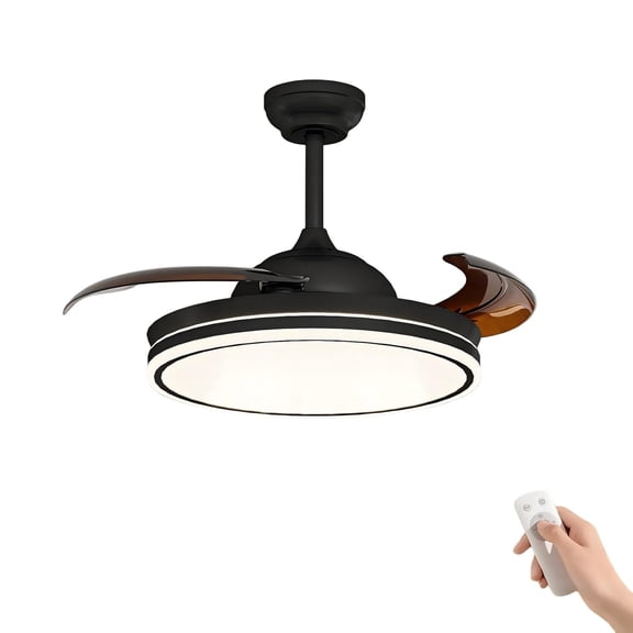 CazToi 42" Retractable Ceiling Fan Light Remote 36W LED 3CCT Dimmable Quiet DC 6 Speed LowProfile