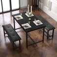 thumbnail image 1 of CazToi 44" Dining Table Set for 4 with 2 Upholstered Benches Metal Frame & Wood Top Kitchen & Dining Set, 1 of 11