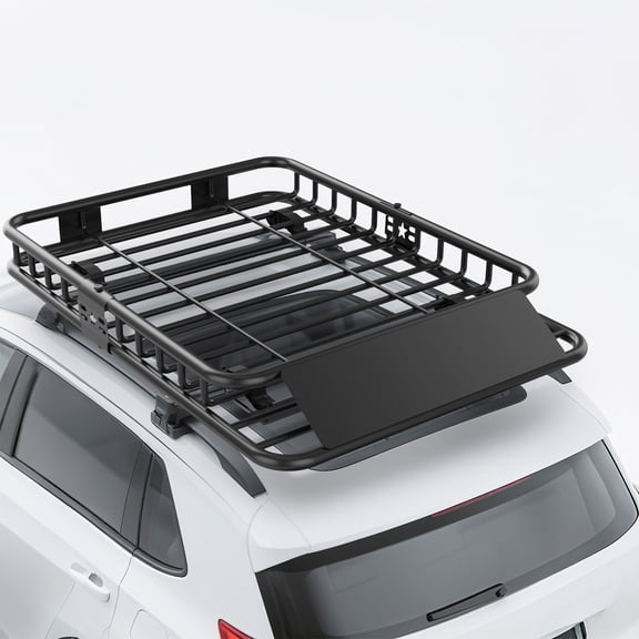 CazToi 51" x 36" Universal Steel Roof Rack Cargo Basket, Heavy-Duty Rooftop Carrier with Safety Reflective Strips