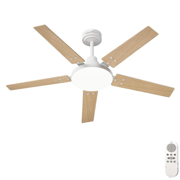CazToi 52" Ceiling Fan Light Remote Reversible 3CCT Dimmable Silent Timer Memory