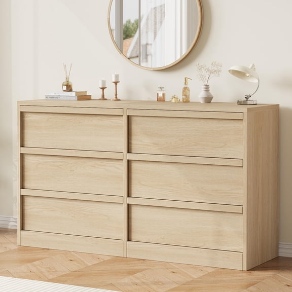 CazToi 6-Drawer Dresser for Bedroom Freestanding Wood Dresser Versatile Organizer
