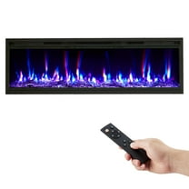 CazToi 60in Electric Fireplace 12 Color LED Flame Heater Recessed/Wall Mount/Free Standing