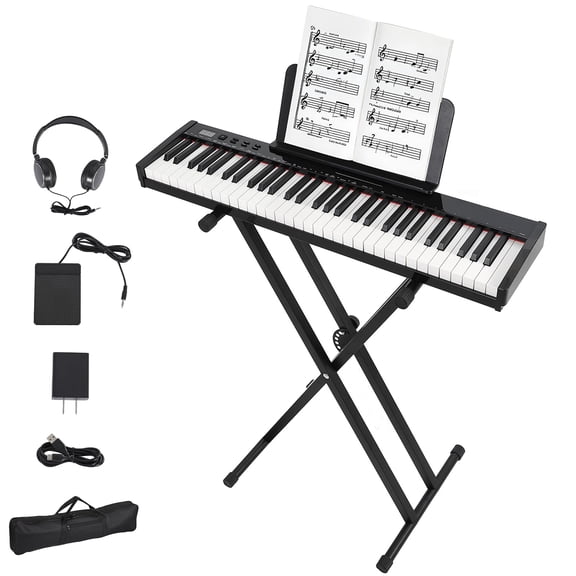 CazToi 61-Key Portable Piano Keyboard Full Size Electric Piano with Semi-Weighted Keys Bluetooth & 10H Battery