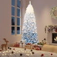 thumbnail image 1 of CazToi 6ft Artificial Pencil Christmas Tree Blue Gradient Pre-Lit Snow Flocked Xmas Tree for Home Office Party, 1 of 8
