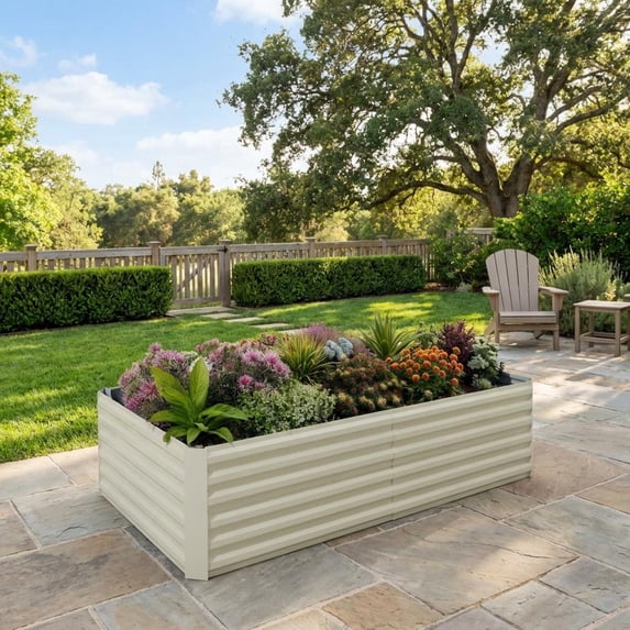 CazToi 6x3x2FT Galvanized Raised Garden Bed 0.5mm Steel Outdoor Planter Box Rust-Proof