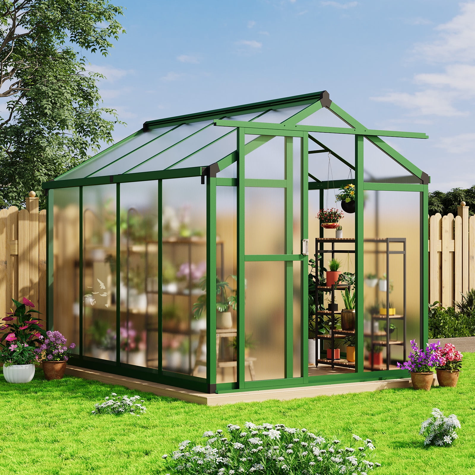 8x14ft Greenhouse for Outdoors, Enhanced Aluminum Frame Greenhouse