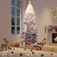 thumbnail image 1 of CazToi 7.5ft Artificial Pencil Christmas Tree Purple Gradient Pre-Lit Snow Flocked Xmas Tree for Home Office Party, 1 of 8