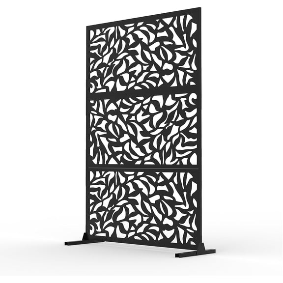 CazToi 72" x 47" Metal Privacy Screen Outdoor, Freestanding Decorative Fence Panel