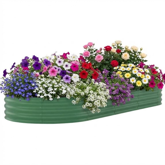 CazToi 8*4*1.5 ft Galvanized Raised Garden Bed Rust-Resistant Metal Planter Box Easy Assembly Open-Bottom Drainage Heavy-Duty Steel