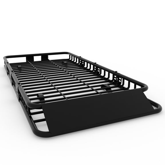 CazToi 84" x 39" Universal Extra-Long Steel Roof Rack Cargo Basket, Heavy-Duty Rooftop Carrier with Safety Reflective Strips