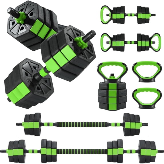 CazToi All in One Adjustable Dumbbell Set with Barbell and Kettlebell for Home Gym