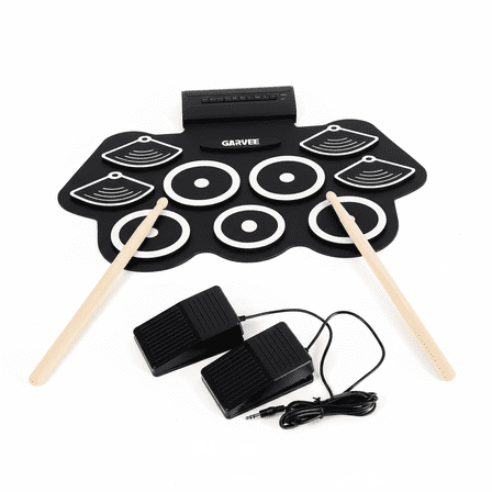 CazToi Bluetooth Electric Drum Set Portable Roll Up Electronic Drum Pad with Pedals & Sticks