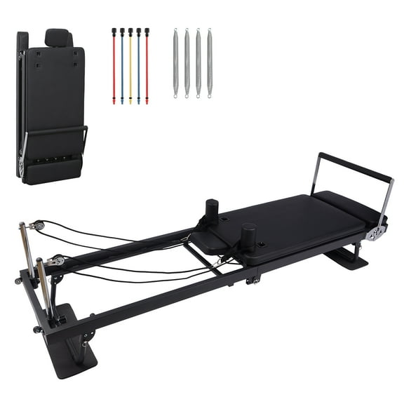 CazToi Foldable Reformer Pilates Machine with Adjustable Reformer Heights Pilates Equipment with Piano Wire Spings and Jump Boards