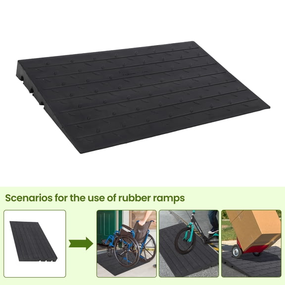 CazToi Heavy Duty 42"x24"x3" Rubber Curb Ramp 2500LB Capacity for Driveway Loading Dock & Garage