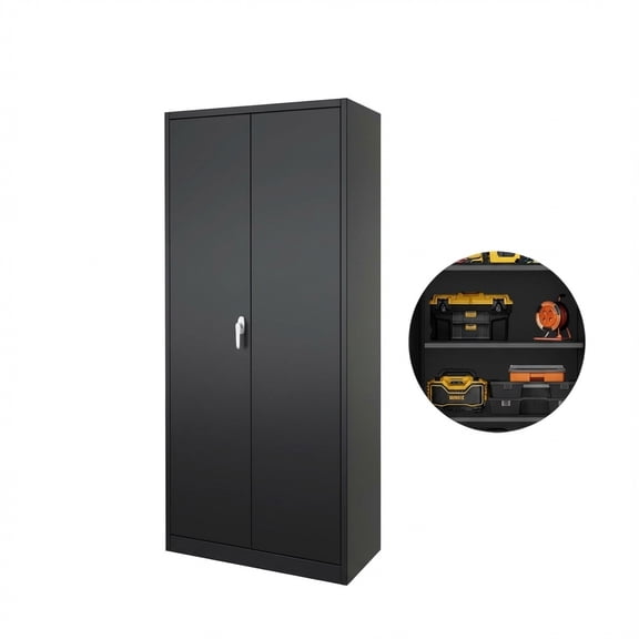CazToi Heavy Duty Metal Storage Cabinet with Locking Doors Adjustable Shelves 120lb Capacity
