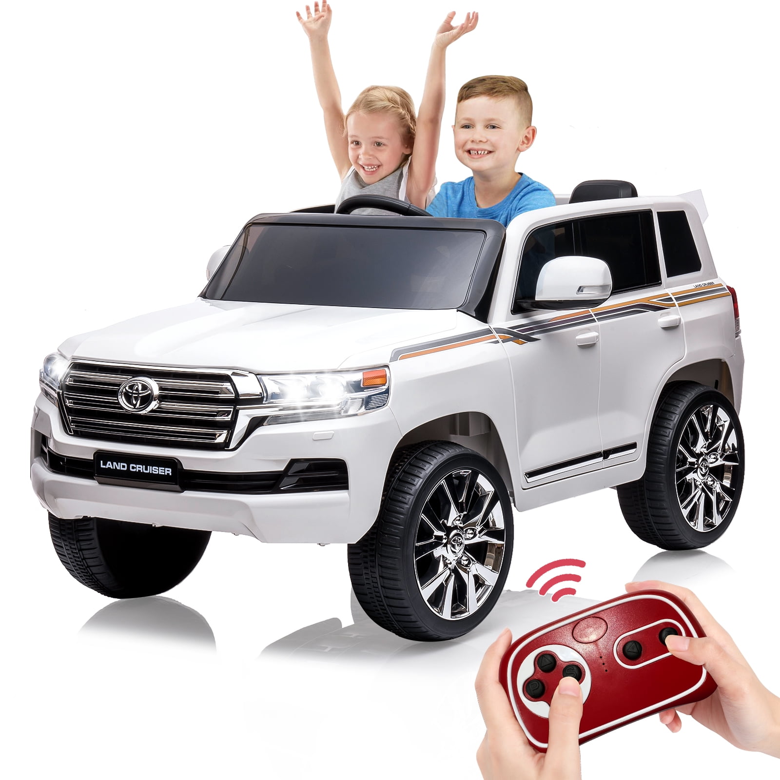 CazToi Kids 12V 2-Seater Ride On Car Licensed Toyota Land Cruiser Electric Car For Boys and Girls