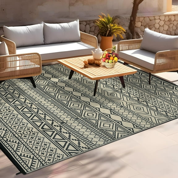 CazToi Outdoor Rugs  Waterproof Outdoor Carpet Patio Rug Mat Reversible RV Camping Rug- Outdoor Area Rug for Patio Deck Balcony Backyard Picnic Beach