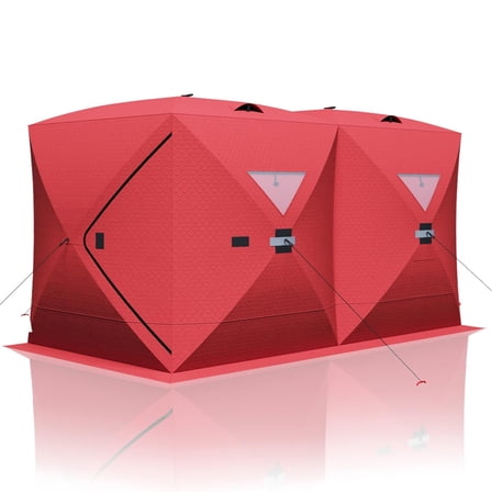 CazToi Pop-Up Insulated Tent 6-7 Person Ice Fishing Shelter 68 Sq Ft Fishable Area