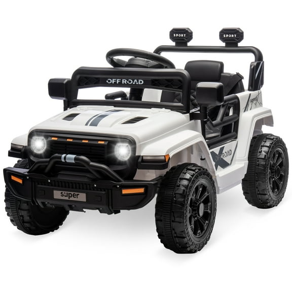 CazToi Ride On Truck for Kids, 12V Battery Powered Toy Car with Remote Control, Spring Suspension, LED Headlight and Music, Dual 25W Toddler Electric Vehicles for Girls Boys 2-5