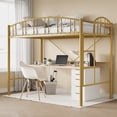 thumbnail image 1 of CazToi Twin Size Metal Loft Bed Frame with Ladder and Guardrail, 1 of 11