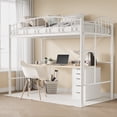 thumbnail image 1 of CazToi Twin Size Metal Loft Bed Frame with Ladder and Guardrail, 1 of 10