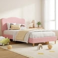 thumbnail image 1 of CazToi Twin-XL Upholstered Platform Bed Frame with Soft Fleece Headboard No Box Spring Needed Noise Free, 1 of 7