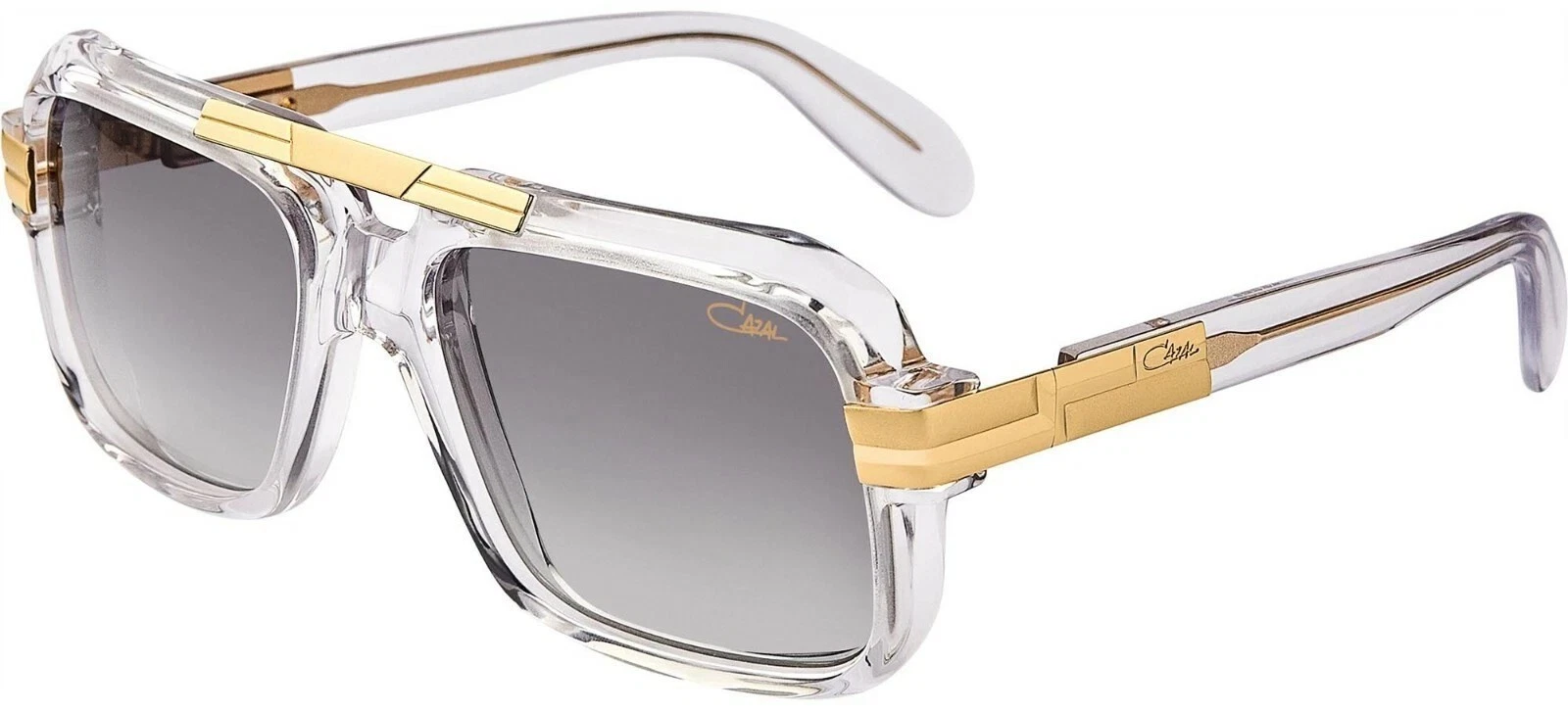 Cazal Legends 663 065 Crystal Gold Retro Grey Lens Pilot Sunglasses 56mm New