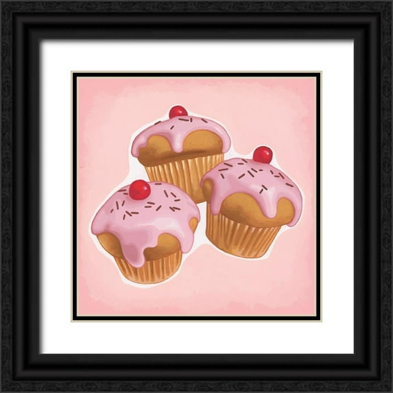 Cazenave, Maryline 12x12 Black Ornate Wood Framed with Double Matting Museum Art Print Titled - Cupcakes