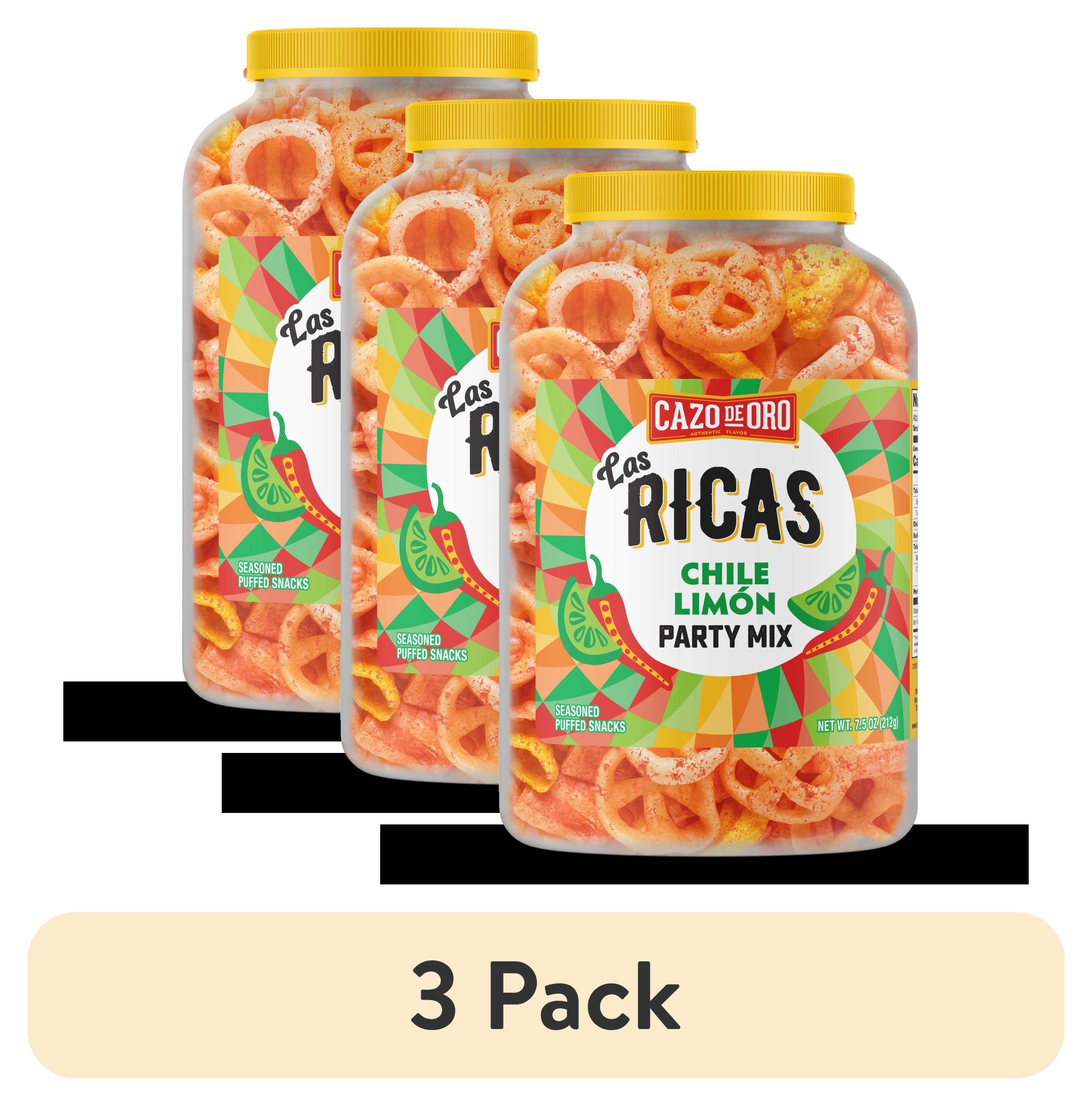 (3 pack) Cazo de Oro Las Ricas 7.5oz Chile Limon Party Mix Canister