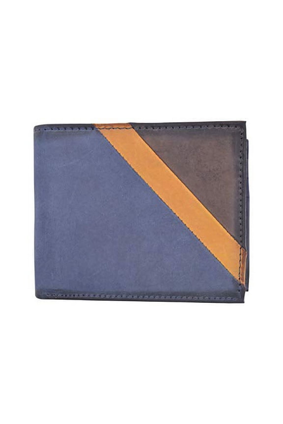 Cazoro Front Pocket Wallet for Men RFID Blocking Leather Bifold ID Window Navy Blue Wallet