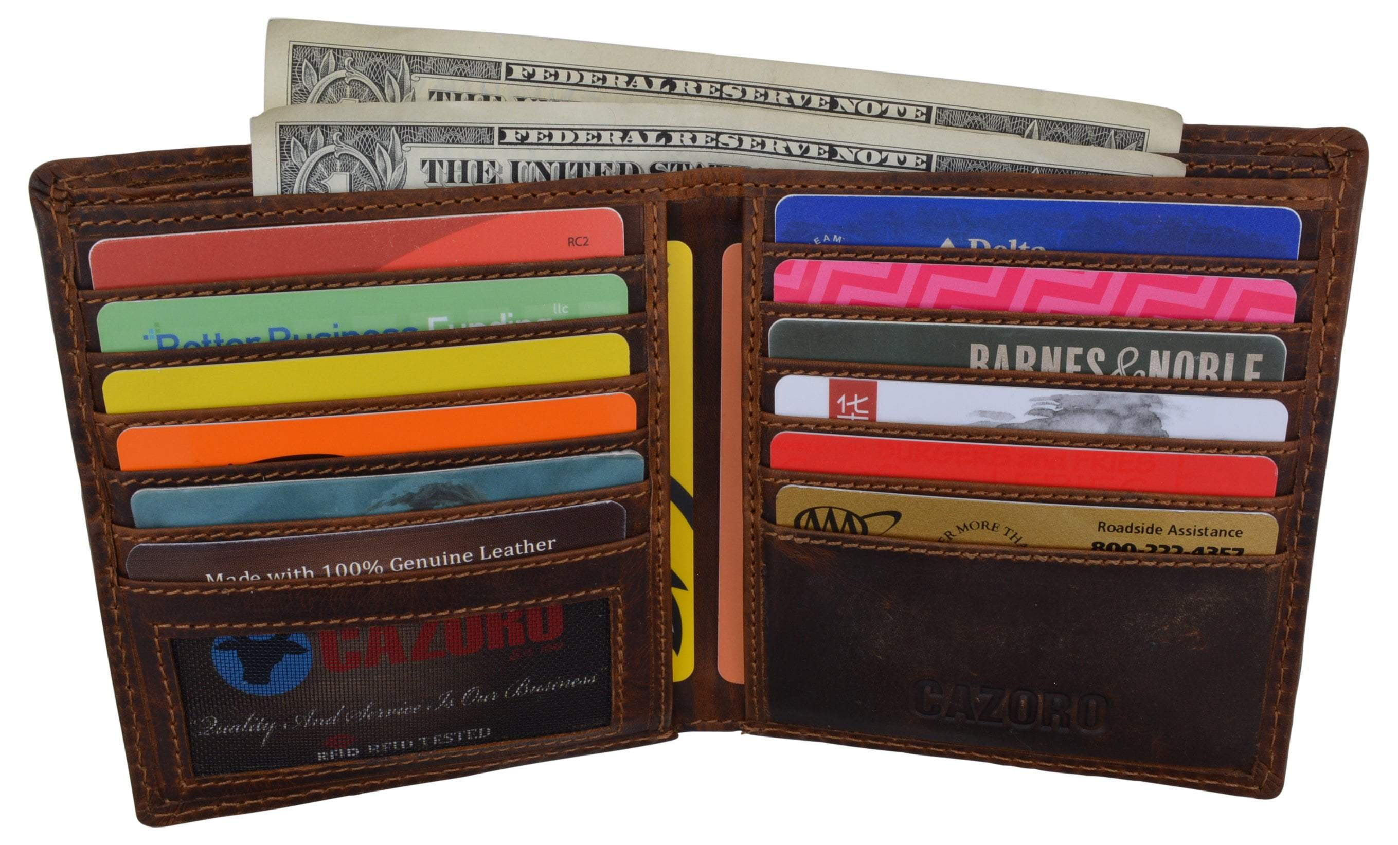 Cazoro Mens RFID Blocking Slim Hipster Bifold Euro Hunter Leather ...