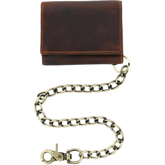 Cazoro  RFID Vintage Leather Trifold Chain Wallet (Men)