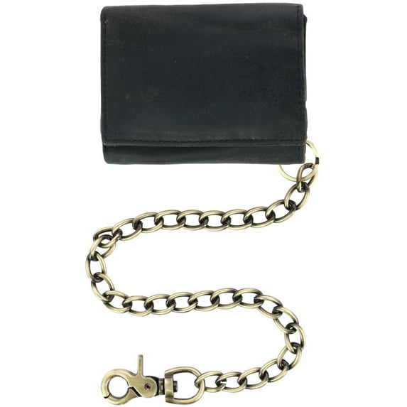 Cazoro  RFID Vintage Leather Trifold Chain Wallet (Men)