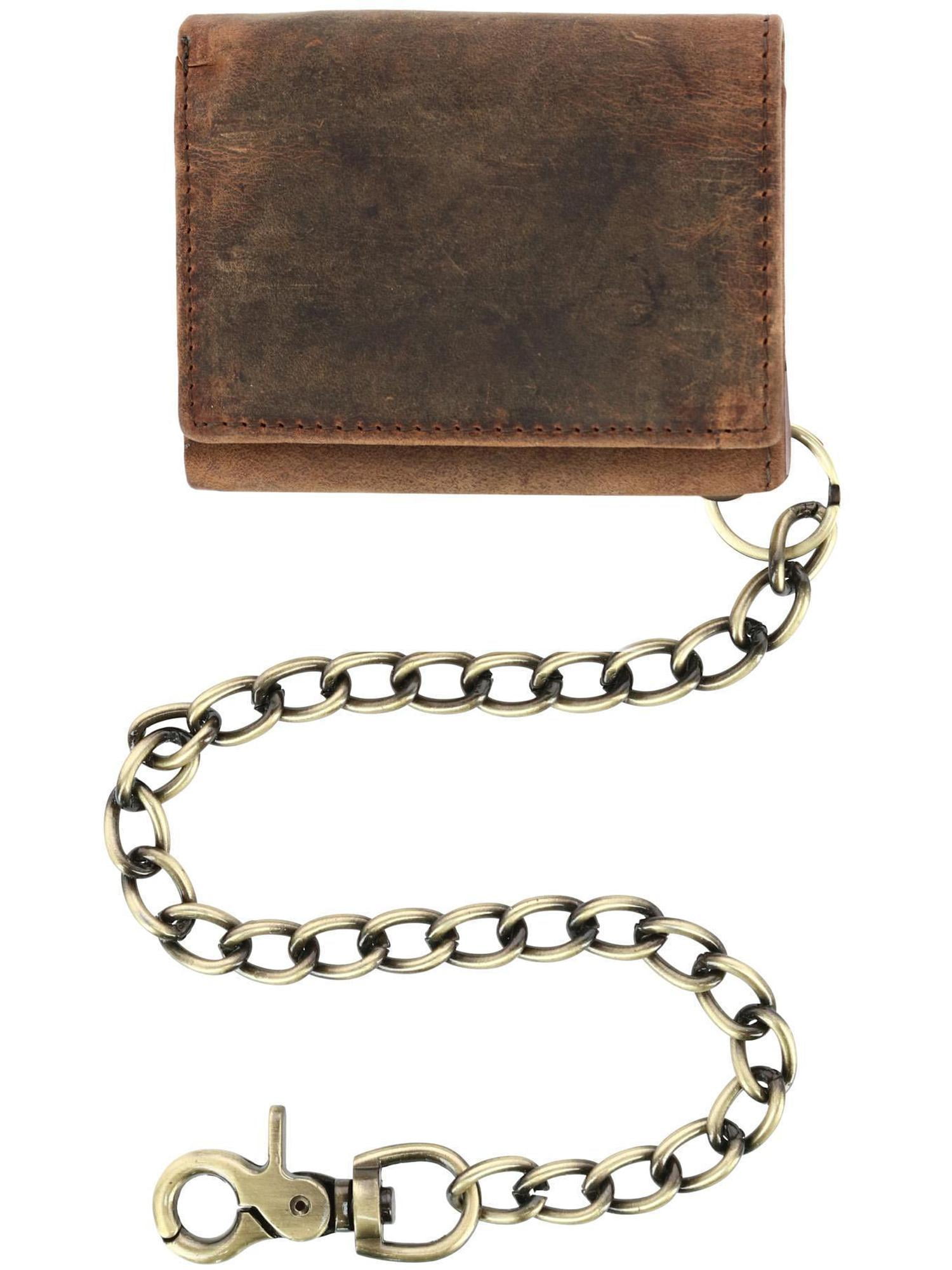 Mens leather trifold wallet with chain hotsell
