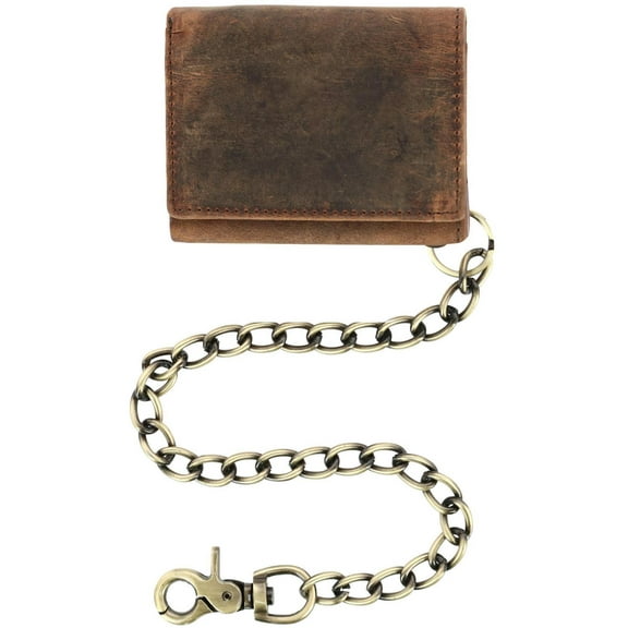 Cazoro  RFID Vintage Leather Trifold Chain Wallet (Men)