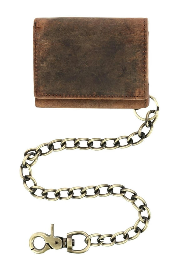 RFID Vintage Leather Trifold Chain Wallet (Men)