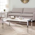 Cazzoli Faux Stone Coffee Table, Chrome w/ White Faux Marble