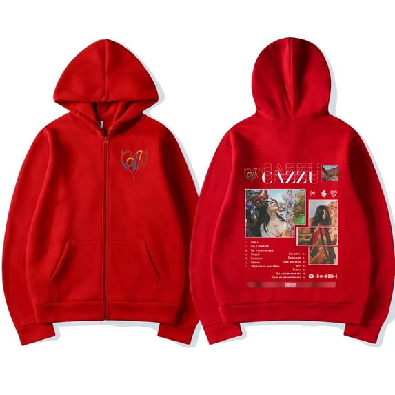 Cazzu Inspired Graphic Zip-Up Hoodie - Unisex Oversized Gothic Casual Fall/Winter