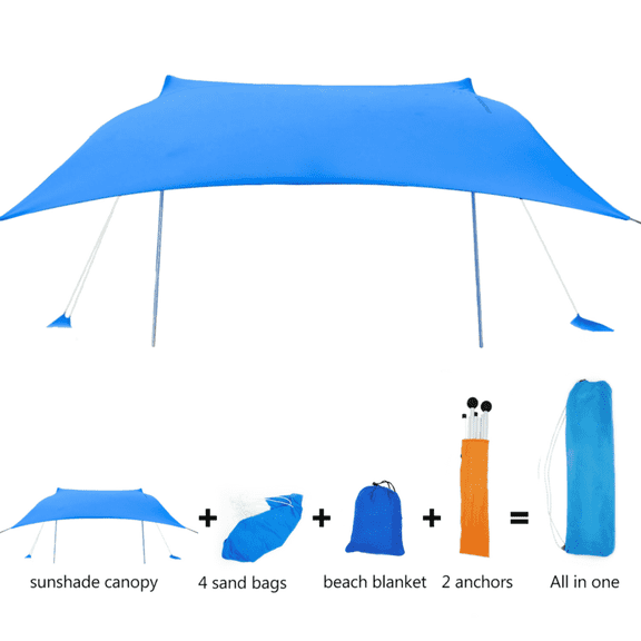 CbMoun 10' x 10' Blue Rectangle Sun Shade Sail Canopies Outdoor Patio Canvas Fabric Screen