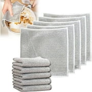 Cbcbtwo 30 Pack Multipurpose Non-Scratch Wire Dishcloth Silver Wire Mesh Knit Cleaning Cloth Wire Dishwashing Rags Reusable Metal Scrubbing Pad for Dishes, Sinks, Counters, Stove Tops, 7.87x7.87in