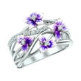 thumbnail image 1 of Cbcbtwo Cubic Zirconia Rings, Rings for Women Girls, Violet Floral Pattern Design Zircon Stacking Ring Stackable, for Women Girl Birthday Anniversary Jewelry Bridesmaid Wedding Rings Gift on Clearance, 1 of 4