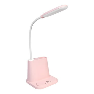 Cbcbtwo Desk Lamp, Adjustable Goose Neck Table Lamp with Multifunction Storage Base, Eye-Protecting Reading Lamp, USB Charging, Stepless Dimming, Desk Lamp for Home Office Bedroom (Pink)